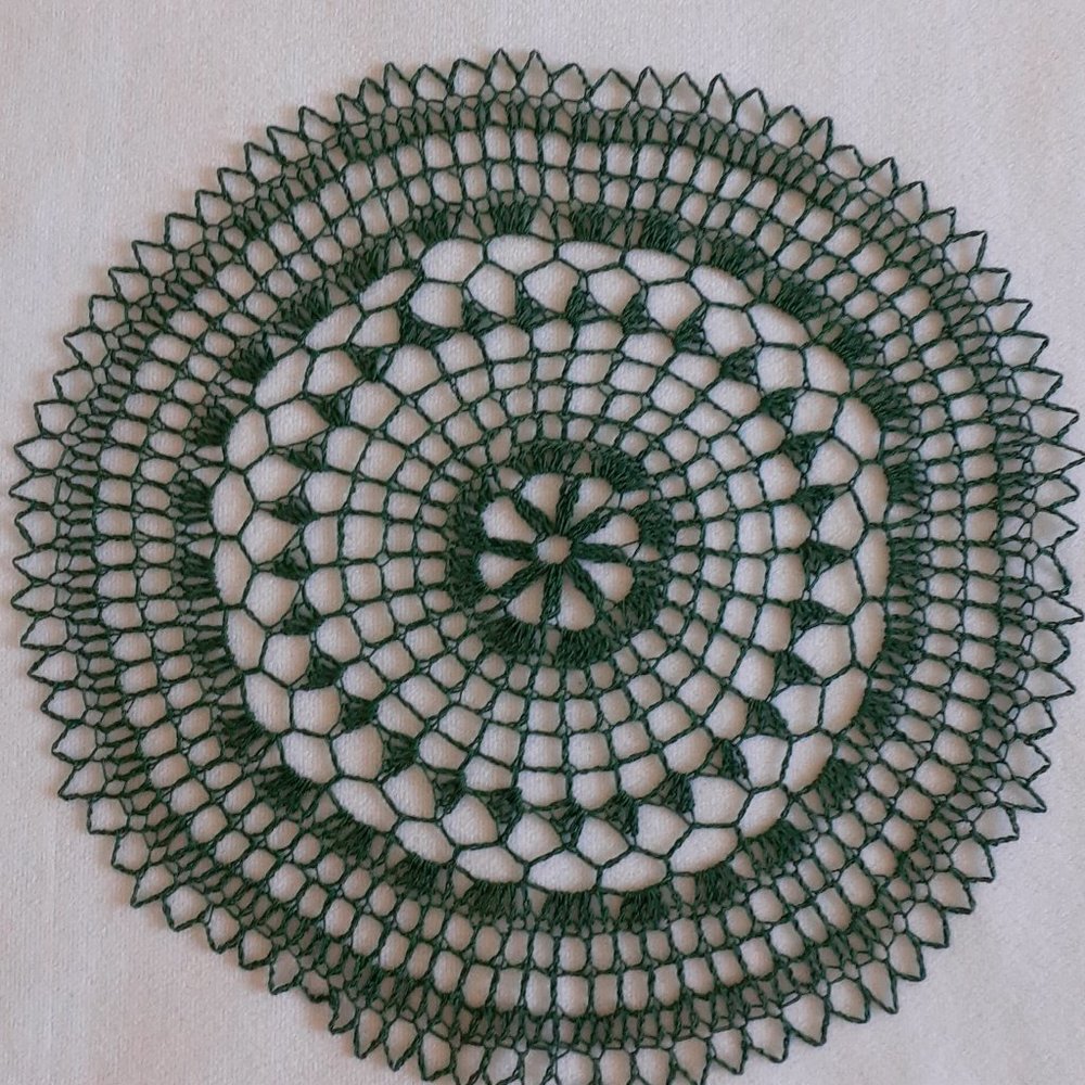 Green crochet doily